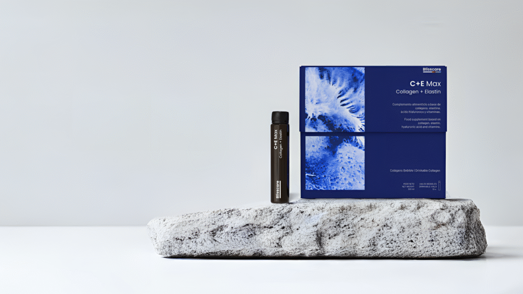 Imagen c+e max colágeno bebible y el vial